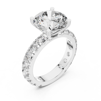 Endless Brilliance Pavé Lab-Grown Diamond Ring | Round-Cut Center Stone