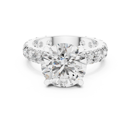 Endless Brilliance pavé lab-grown diamond ring with round-cut center in white gold

Elegant women’s ring featuring pavé-set diamonds along the band

Statement engagement ring with large round lab-grown diamond center