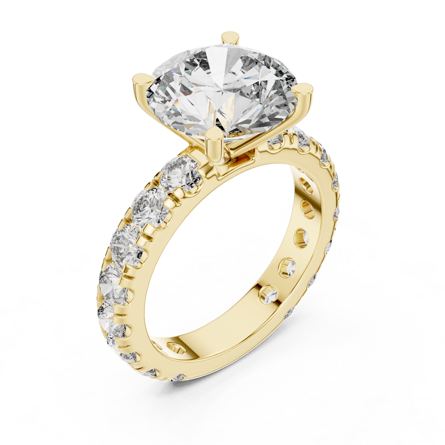 Endless Brilliance Pavé Lab-Grown Diamond Ring | Round-Cut Center Stone