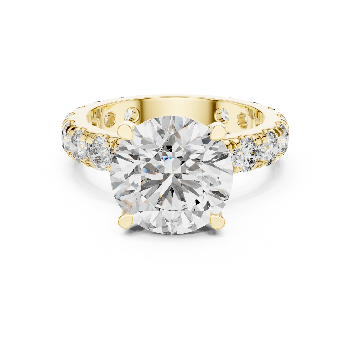 Endless Brilliance Pavé Lab-Grown Diamond Ring | Round-Cut Center Stone