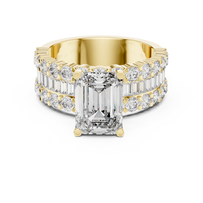 Three-Stone Emerald-Cut Diamond Engagement Ring | Tapered Baguette Sides