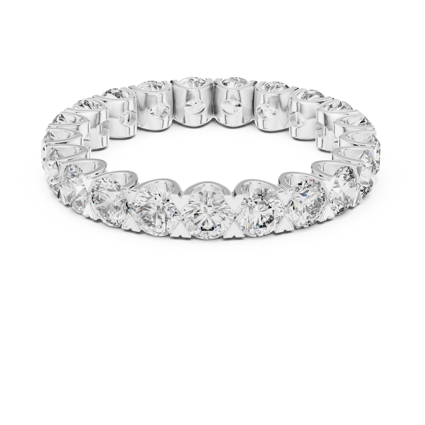 Lab-grown diamond round eternity ring in white gold

Full eternity band featuring round brilliant lab-grown diamonds

Elegant women’s eternity ring with continuous diamond sparkle