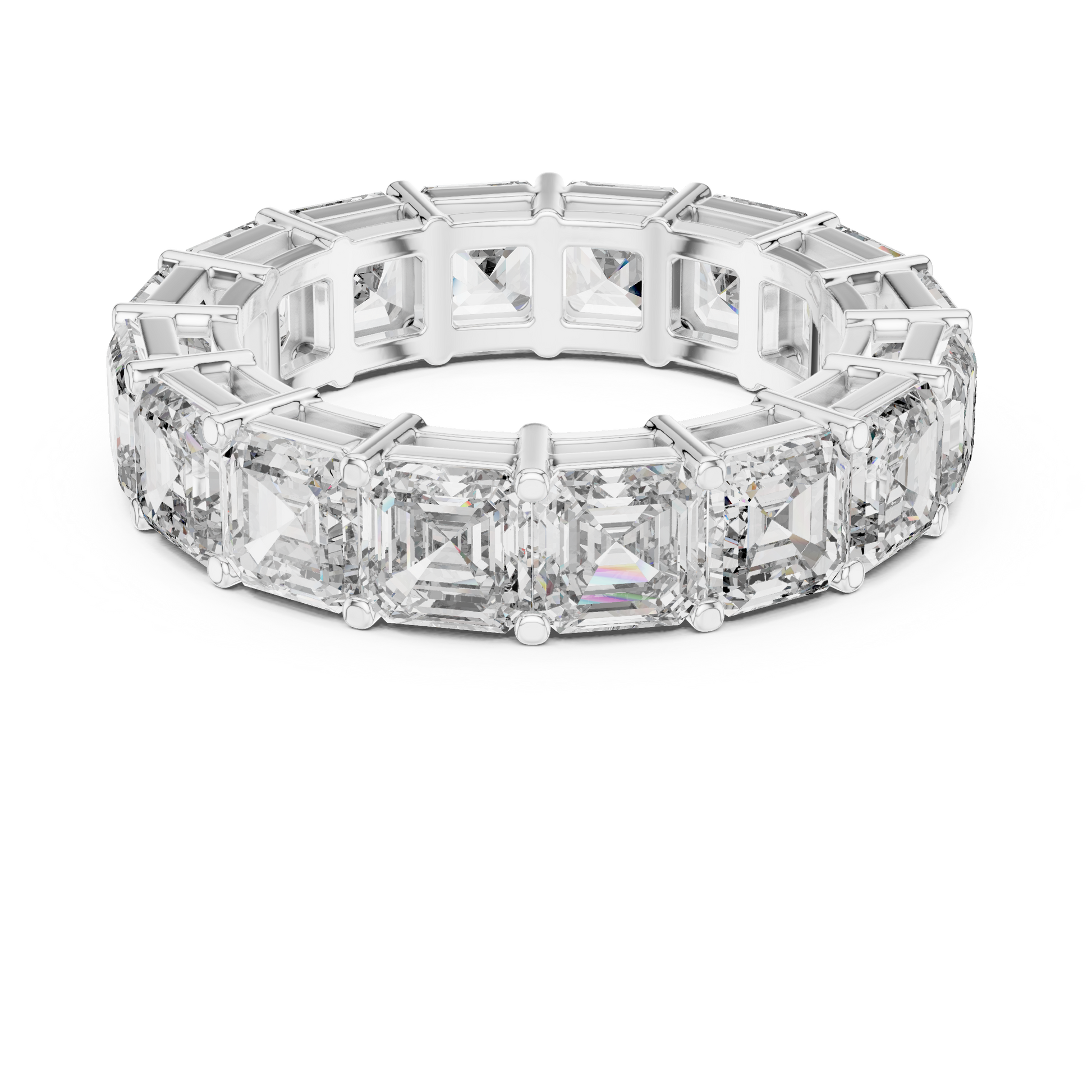 Asscher-cut lab-grown diamond eternity band in white gold

Full eternity ring featuring Asscher-cut lab-grown diamonds

Elegant women’s eternity band with step-cut diamond sparkle