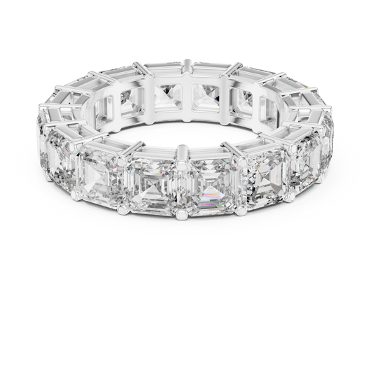 Asscher-cut lab-grown diamond eternity band in white gold

Full eternity ring featuring Asscher-cut lab-grown diamonds

Elegant women’s eternity band with step-cut diamond sparkle