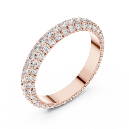 935 Silver Three-Row Full Eternity Moissanite and Lab-Grown Diamond Band Ring