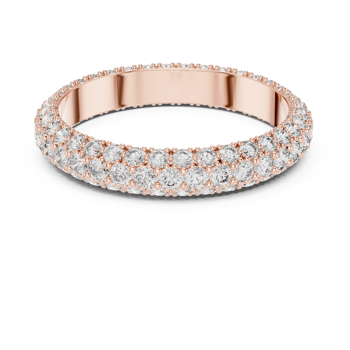 935 Silver Three-Row Full Eternity Moissanite and Lab-Grown Diamond Band Ring