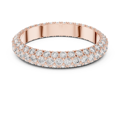 935 Silver Three-Row Full Eternity Moissanite and Lab-Grown Diamond Band Ring