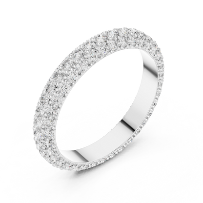 935 Silver Three-Row Full Eternity Moissanite and Lab-Grown Diamond Band Ring
