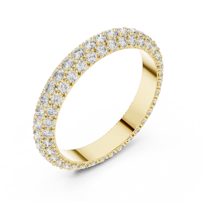 935 Silver Three-Row Full Eternity Moissanite and Lab-Grown Diamond Band Ring