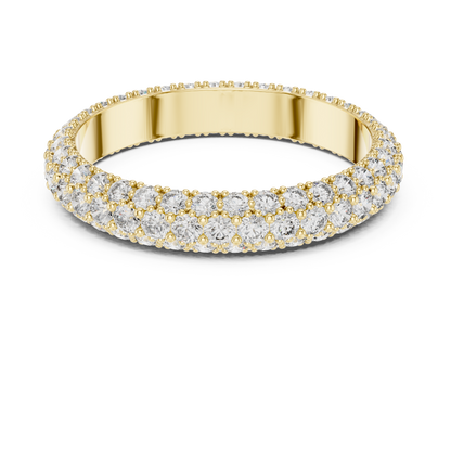 935 Silver Three-Row Full Eternity Moissanite and Lab-Grown Diamond Band Ring