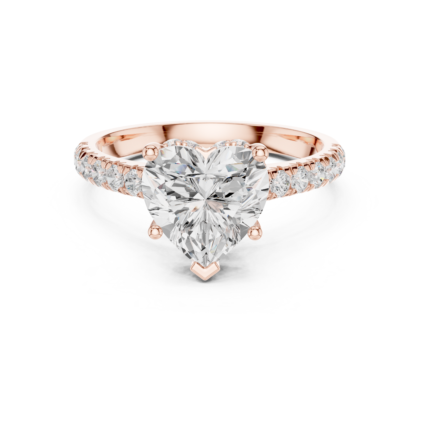 Heart-Shaped Simulated Diamond Halo Engagement Ring | Pavé Accent Stones