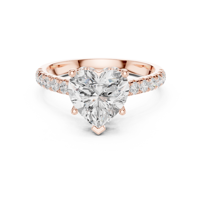 Heart-Shaped Simulated Diamond Halo Engagement Ring | Pavé Accent Stones