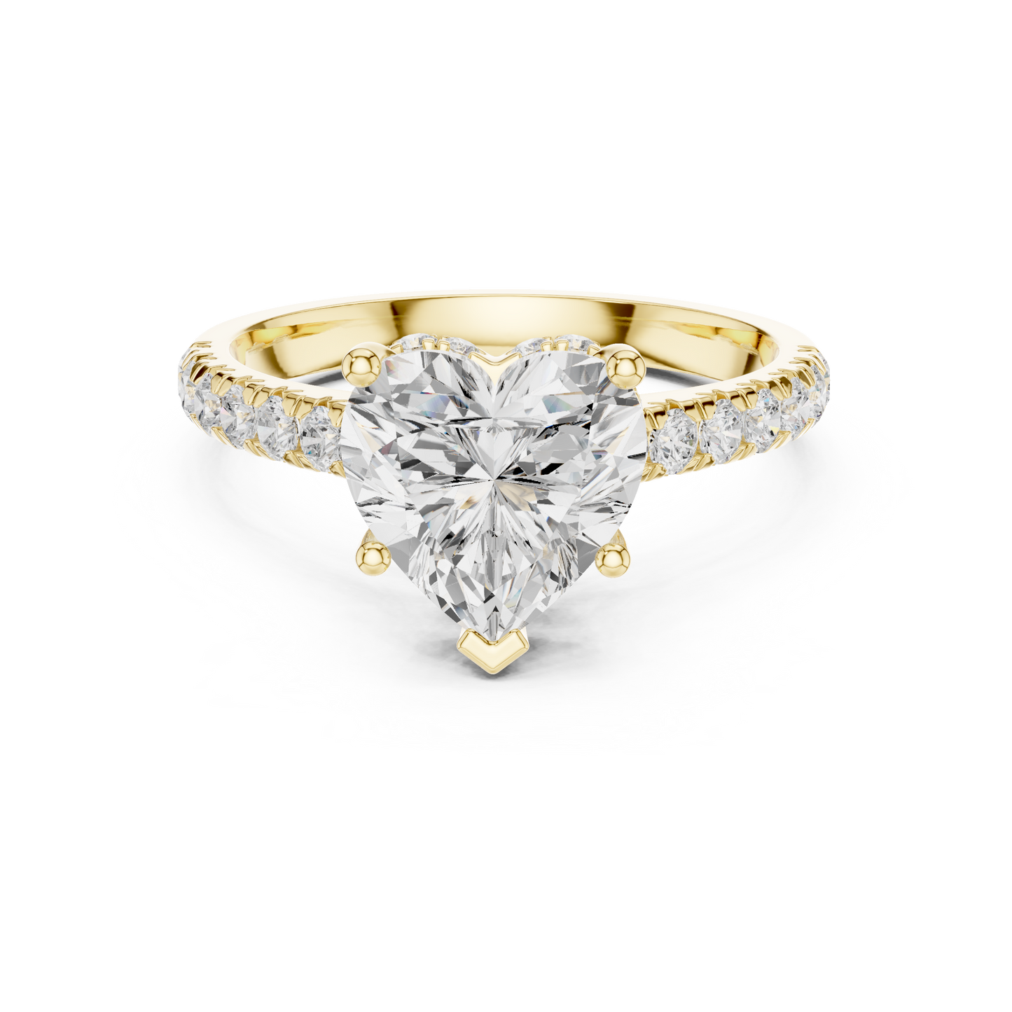 Heart-Shaped Simulated Diamond Halo Engagement Ring | Pavé Accent Stones