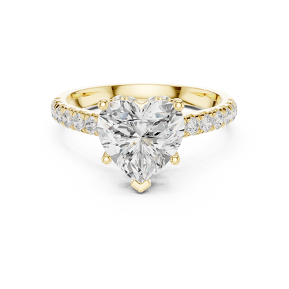 Heart-Shaped Simulated Diamond Halo Engagement Ring | Pavé Accent Stones