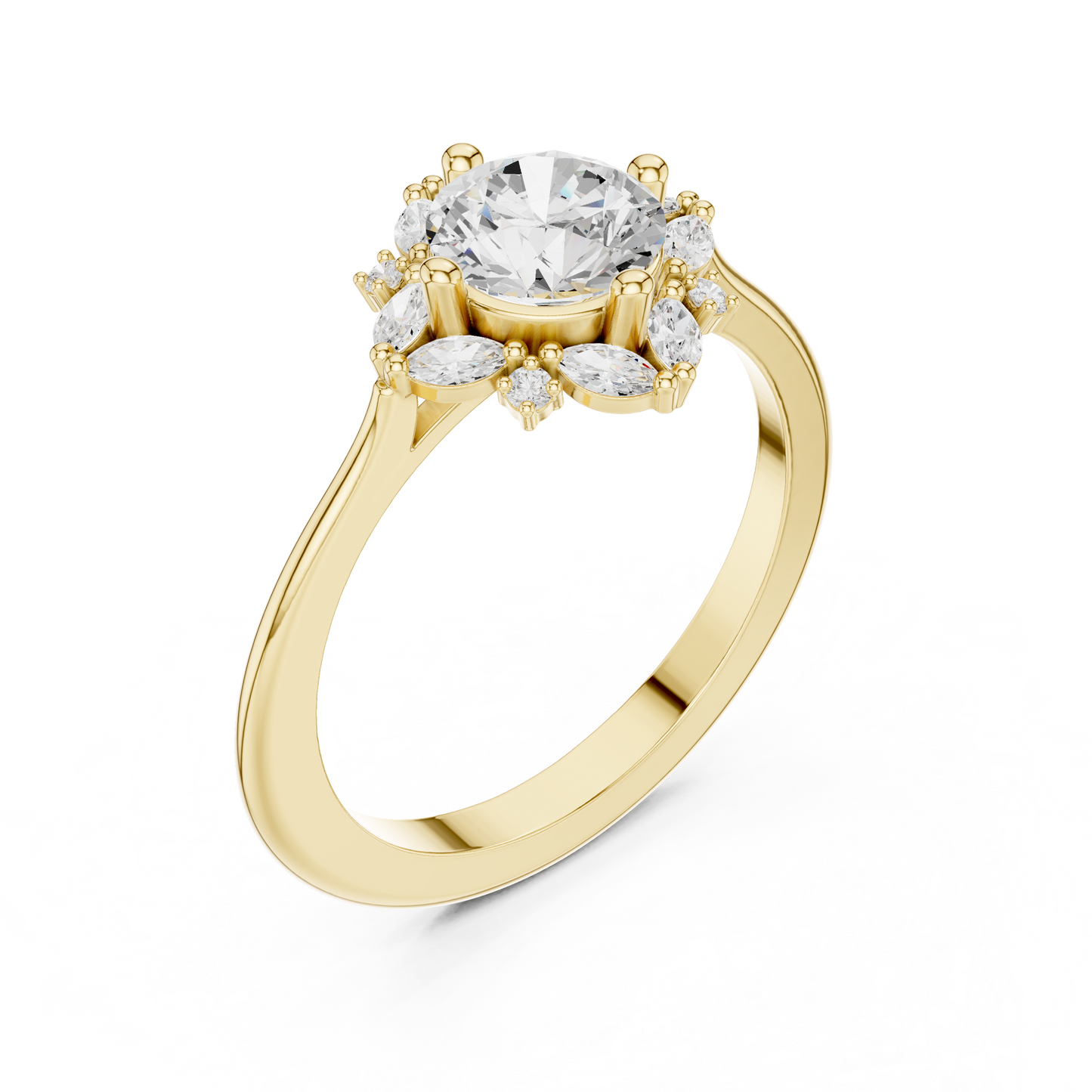 Lab‑Grown Diamond Sunflower Ring | Floral Statement Jewelry