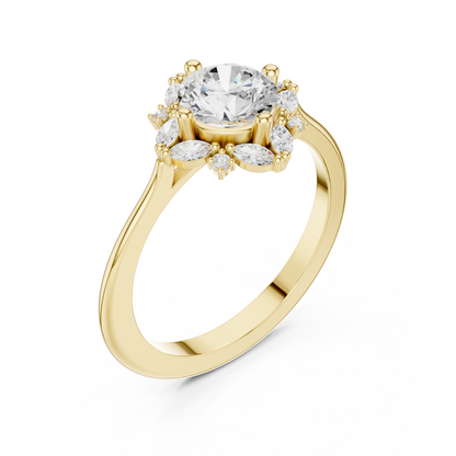 Lab‑Grown Diamond Sunflower Ring | Floral Statement Jewelry