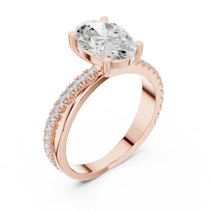 Oval Diamond Engagement Ring | Criss-Cross Pavé Band
