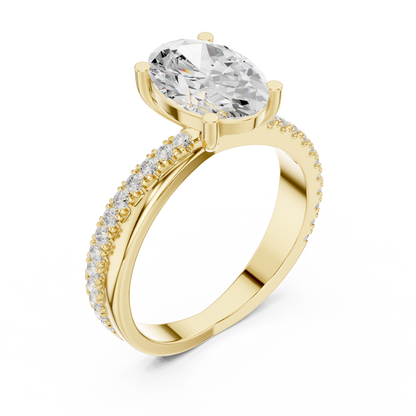 Oval Diamond Engagement Ring | Criss-Cross Pavé Band