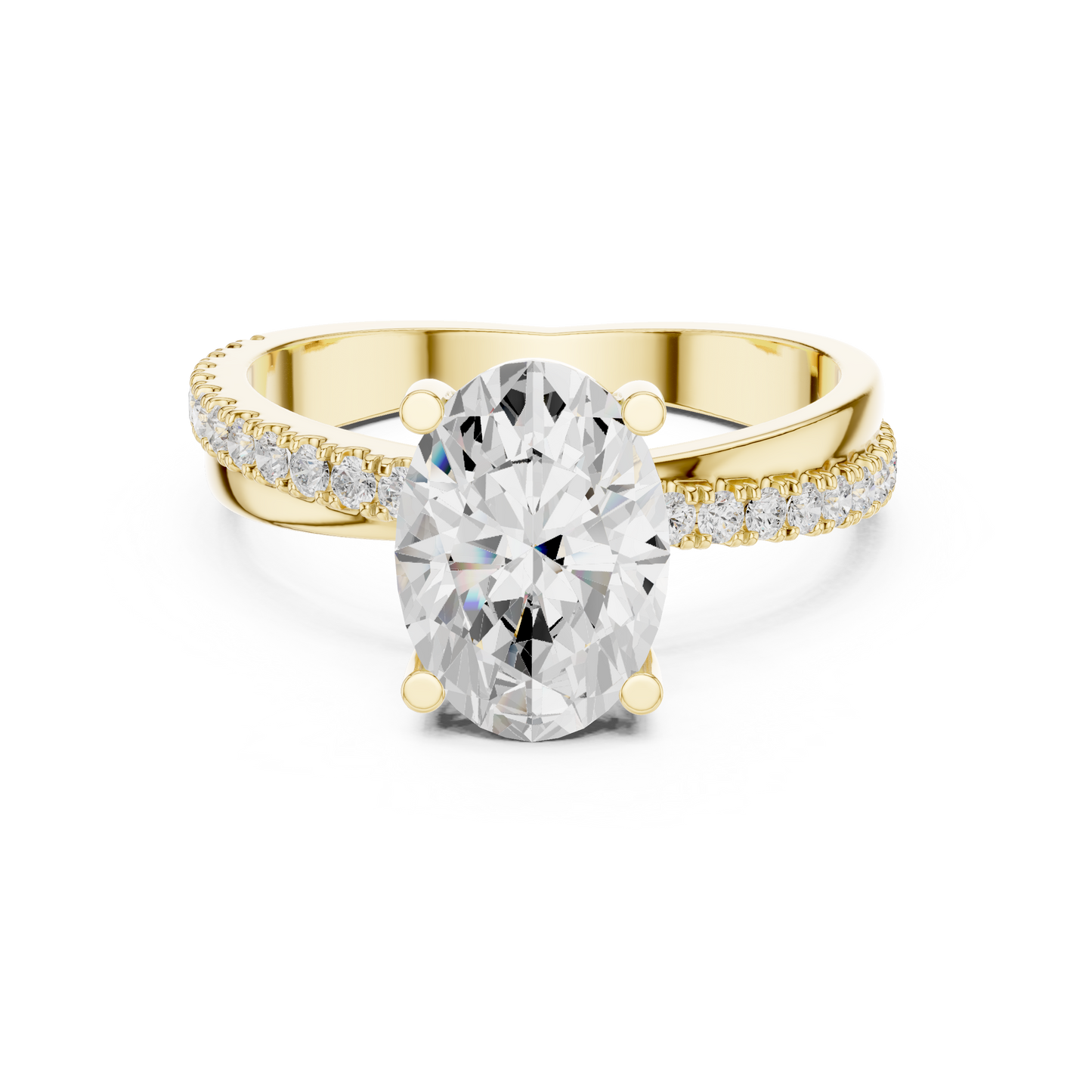 Oval Diamond Engagement Ring | Criss-Cross Pavé Band