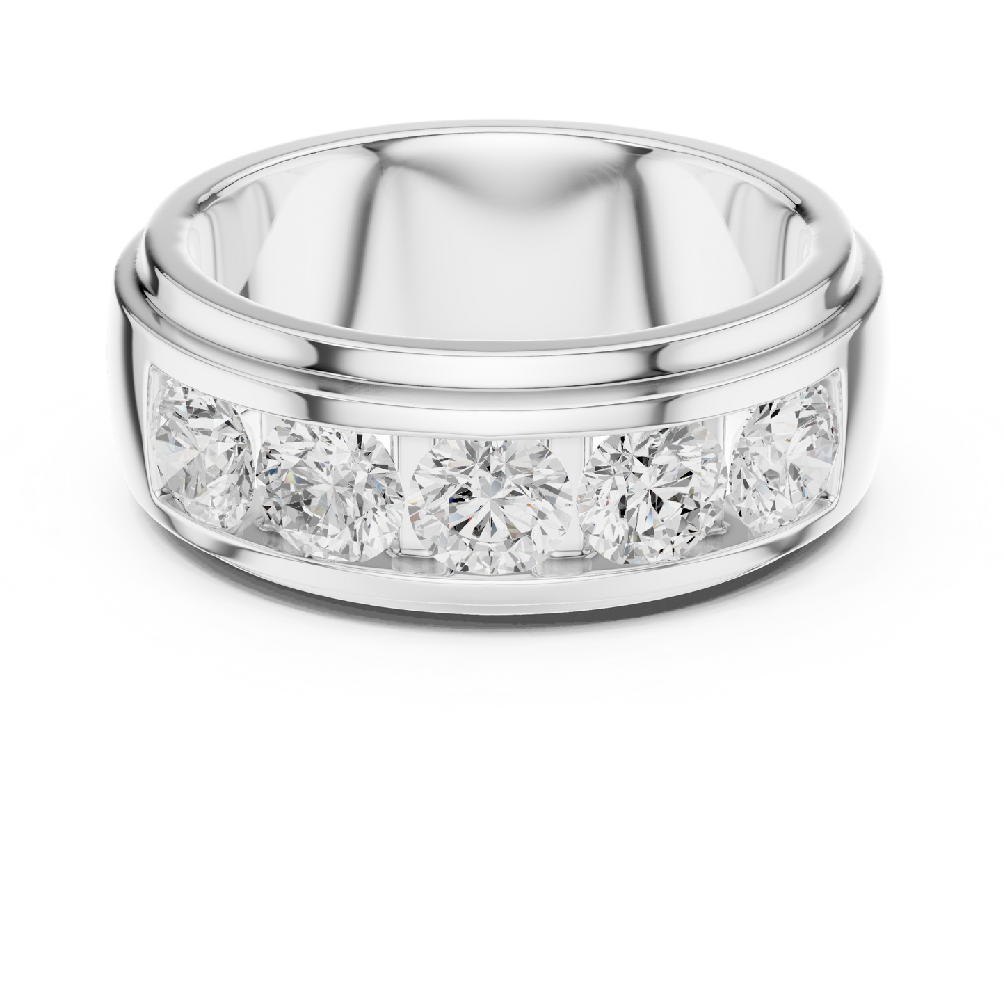 Lab-grown diamond five-stone men’s ring in white gold

Men’s ring featuring five round brilliant lab-grown diamonds

Masculine fine jewelry ring with five-stone diamond design