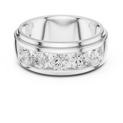 Lab-grown diamond five-stone men’s ring in white gold

Men’s ring featuring five round brilliant lab-grown diamonds

Masculine fine jewelry ring with five-stone diamond design