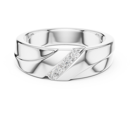 Men’s channel-set slanted diamond wedding ring in white gold

Modern men’s wedding band featuring angled channel-set diamonds

Masculine fine jewelry ring with slanted diamond design