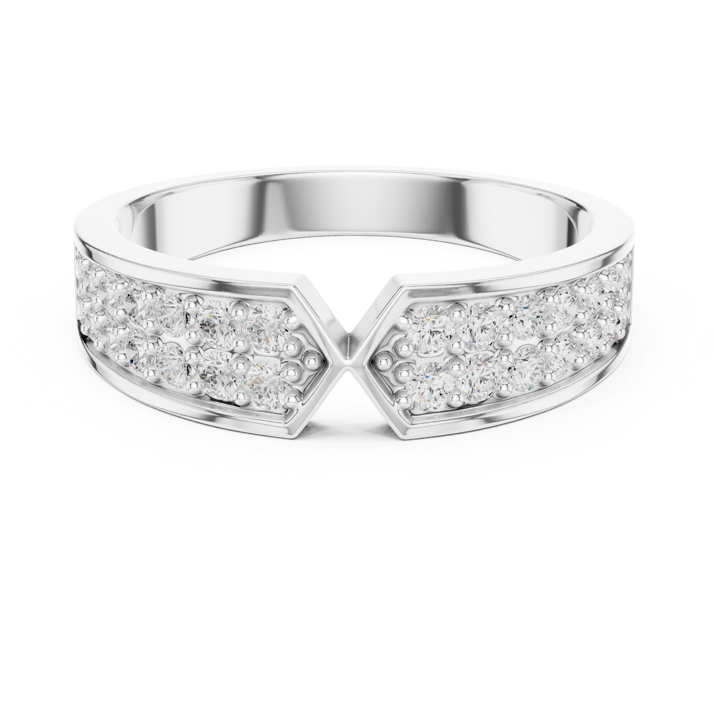Men’s dual row diamond wedding band in white gold

Bold men’s diamond ring featuring two rows of round diamonds

Modern masculine wedding band with lab-grown diamonds