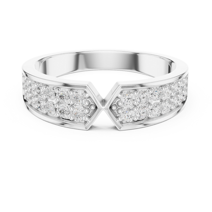 Men’s dual row diamond wedding band in white gold

Bold men’s diamond ring featuring two rows of round diamonds

Modern masculine wedding band with lab-grown diamonds