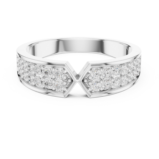 Men’s dual row diamond wedding band in white gold

Bold men’s diamond ring featuring two rows of round diamonds

Modern masculine wedding band with lab-grown diamonds