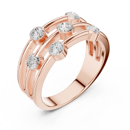 Three-Row Seven-Stone Diamond Band Ring | Elegant Women’s Ring