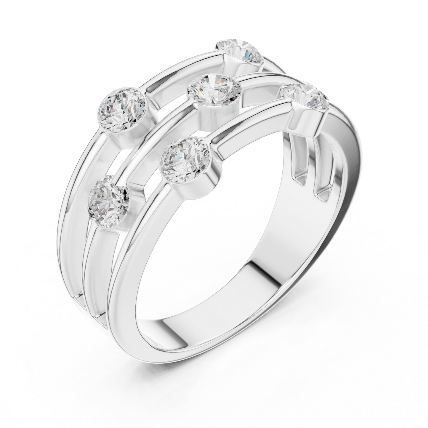 Three-Row Seven-Stone Diamond Band Ring | Elegant Women’s Ring