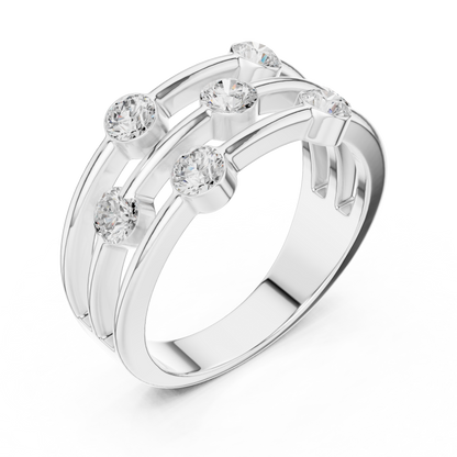 Three-Row Seven-Stone Diamond Band Ring | Elegant Women’s Ring