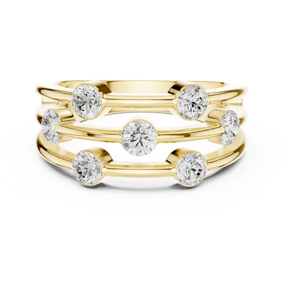 Three-Row Seven-Stone Diamond Band Ring | Elegant Women’s Ring