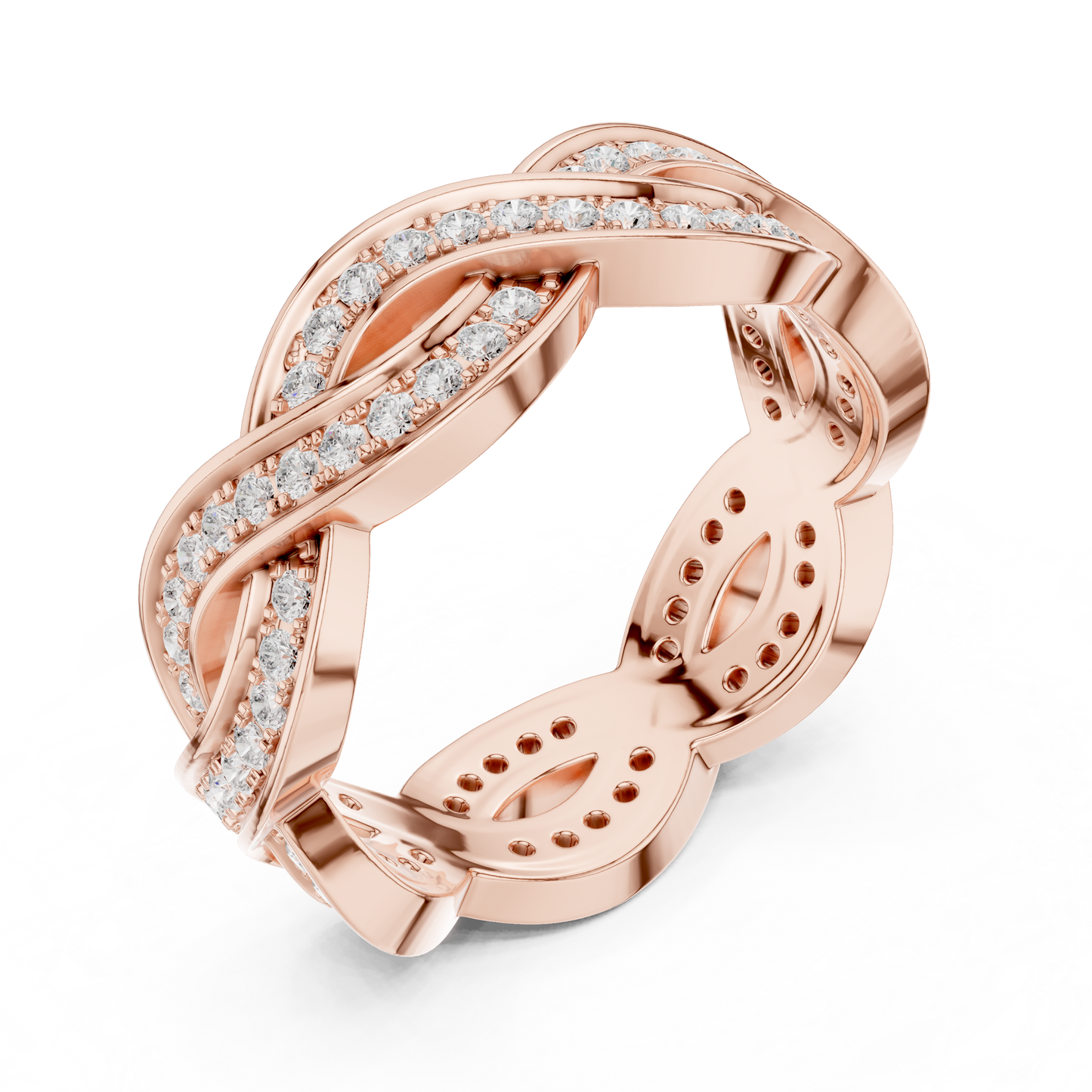 Fancy Wave Intersecting Infinity Diamond Wedding Band | Matching Ring