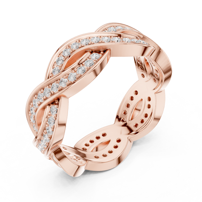 Fancy Wave Intersecting Infinity Diamond Wedding Band | Matching Ring