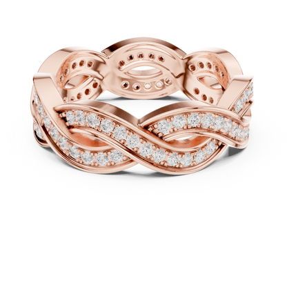 Fancy Wave Intersecting Infinity Diamond Wedding Band | Matching Ring