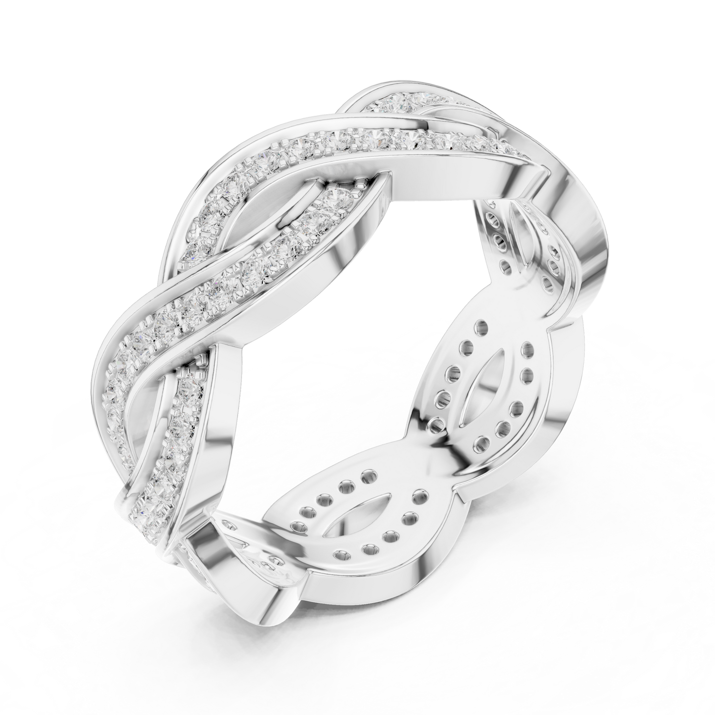 Fancy Wave Intersecting Infinity Diamond Wedding Band | Matching Ring
