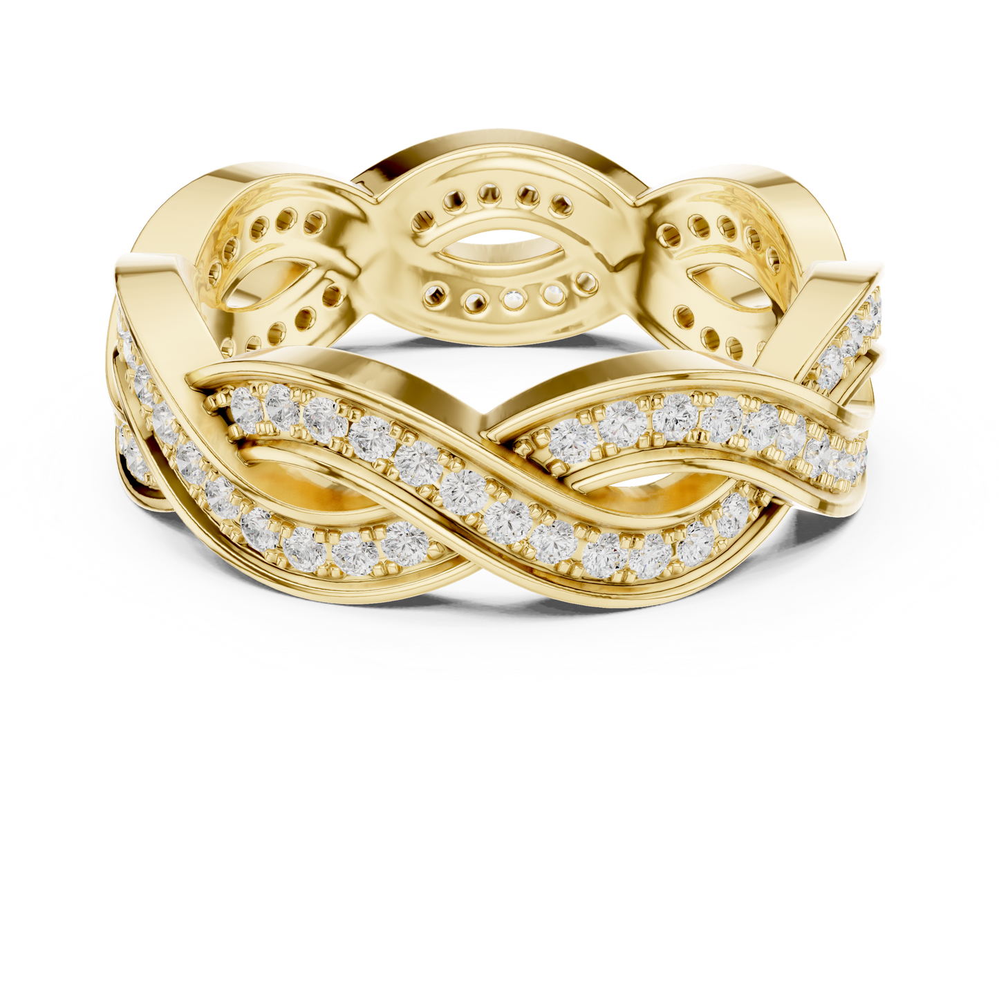 Fancy Wave Intersecting Infinity Diamond Wedding Band | Matching Ring