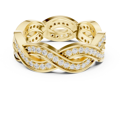 Fancy Wave Intersecting Infinity Diamond Wedding Band | Matching Ring