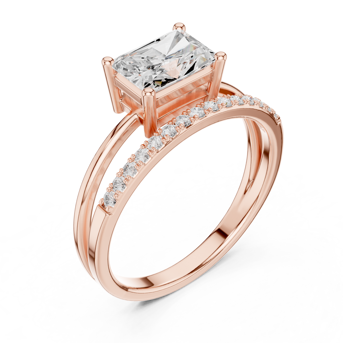 Radiant-Cut Diamond Engagement Ring | Pavé Side Stones
