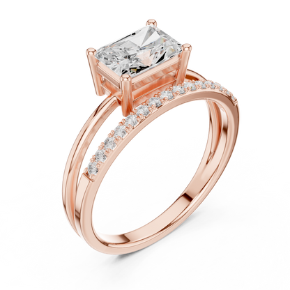 Radiant-Cut Diamond Engagement Ring | Pavé Side Stones