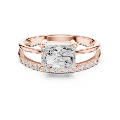 Radiant-Cut Diamond Engagement Ring | Pavé Side Stones