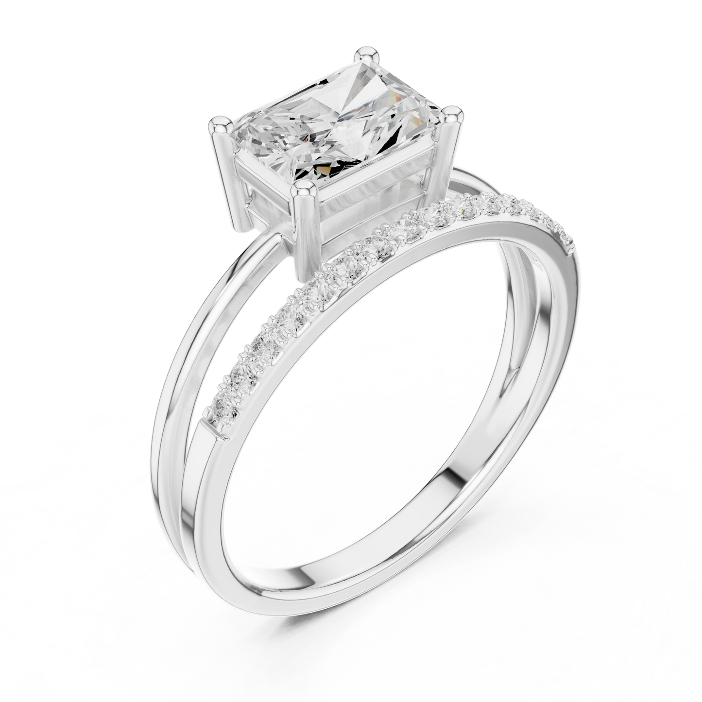 Radiant-Cut Diamond Engagement Ring | Pavé Side Stones