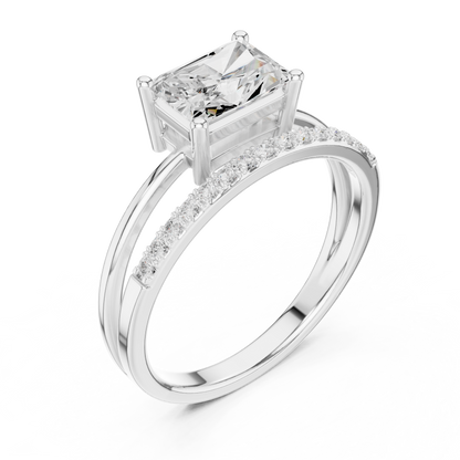 Radiant-Cut Diamond Engagement Ring | Pavé Side Stones