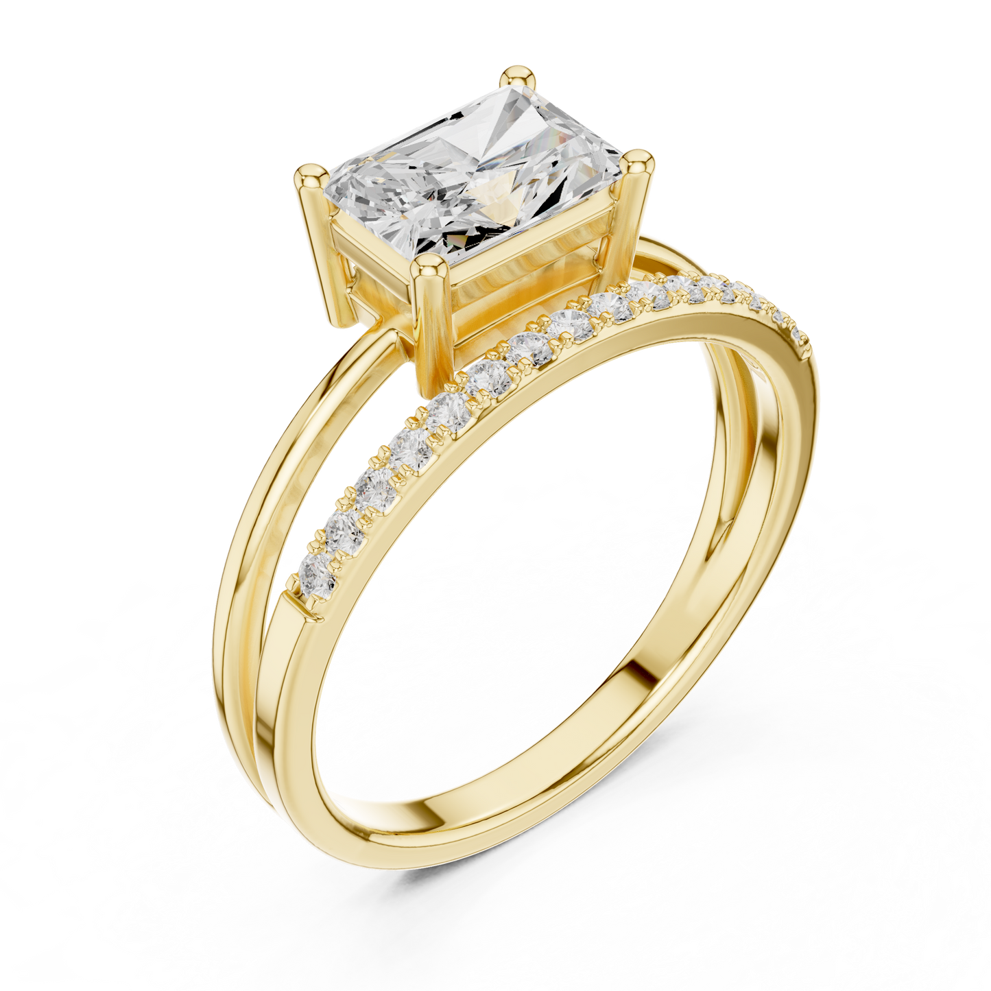 Radiant-Cut Diamond Engagement Ring | Pavé Side Stones