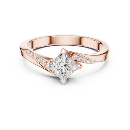 Princess-Cut Solitaire Engagement Ring | Twisted Shoulder Design