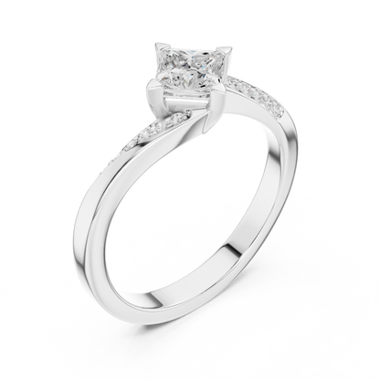 Princess-Cut Solitaire Engagement Ring | Twisted Shoulder Design