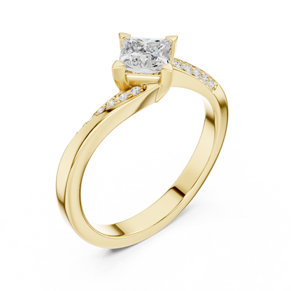 Princess-Cut Solitaire Engagement Ring | Twisted Shoulder Design