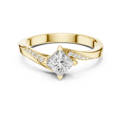Princess-Cut Solitaire Engagement Ring | Twisted Shoulder Design