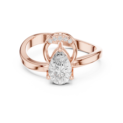 Pear-Shaped Diamond Engagement Ring | Halo & Bypass Band